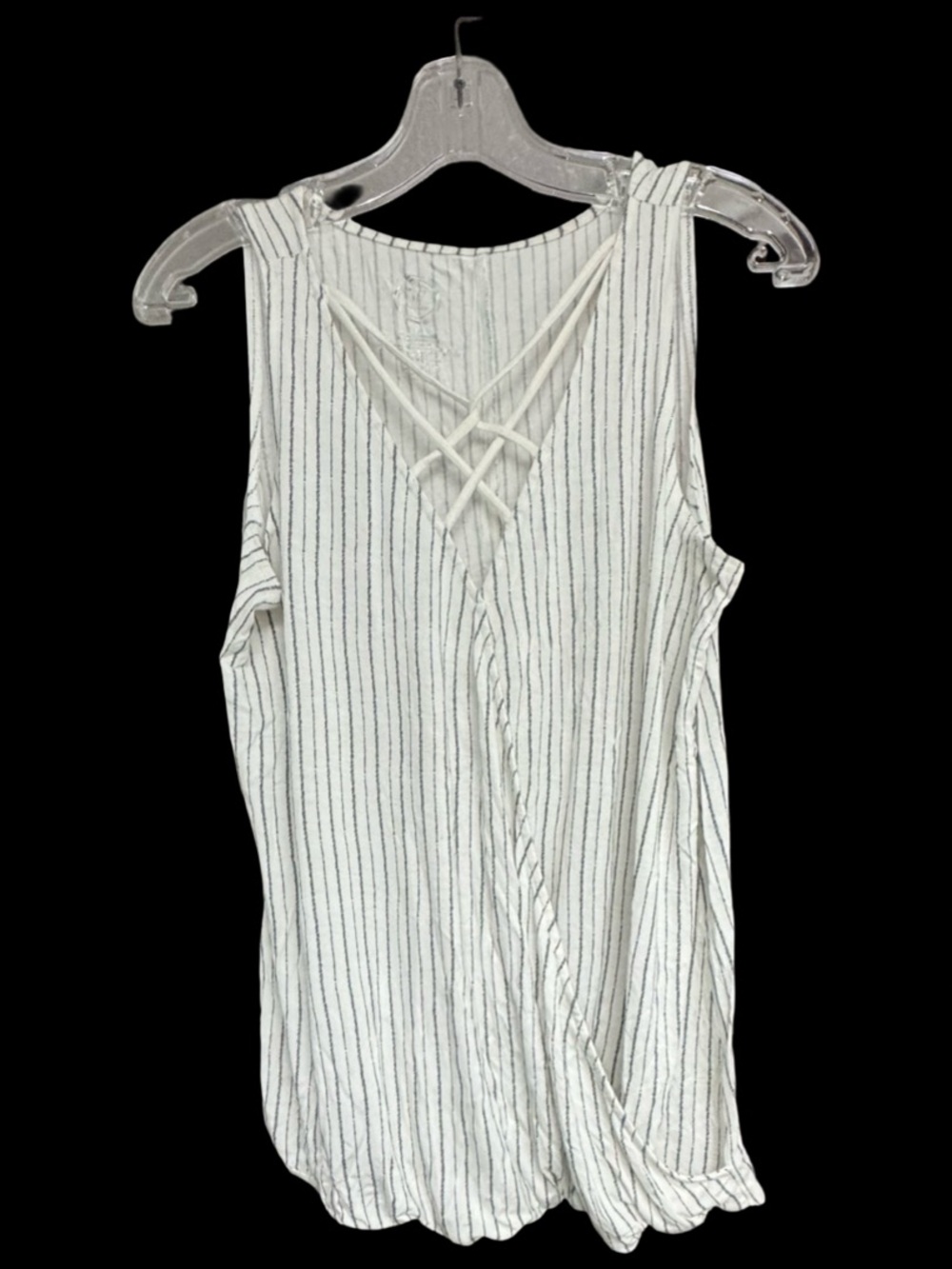 Maurices White Striped Tank with Crisscross Back